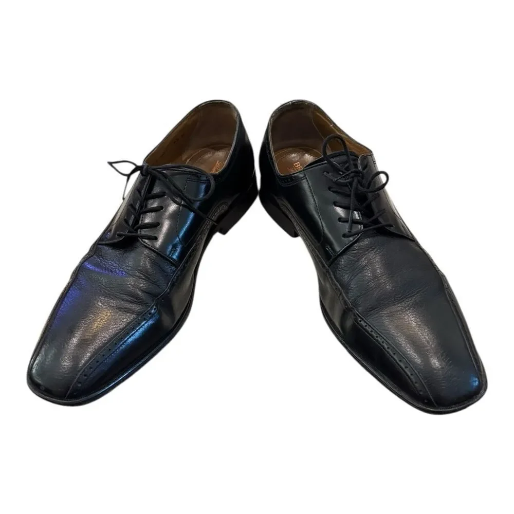 Brass Boot Walking Gloves Men's Black Leather Oxford Dress Shoes 10.5